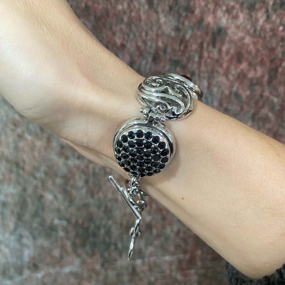 Interchangeable Silver Crystal Chunky Toggle Brac… - image 6